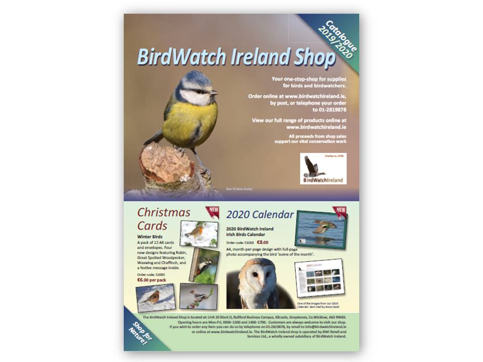 Front cover of BirdWatch Ireland 2019 to 2020 shop catalogue